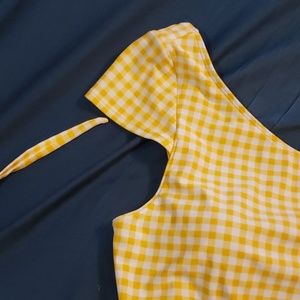 wrap back cap sleeve swim top